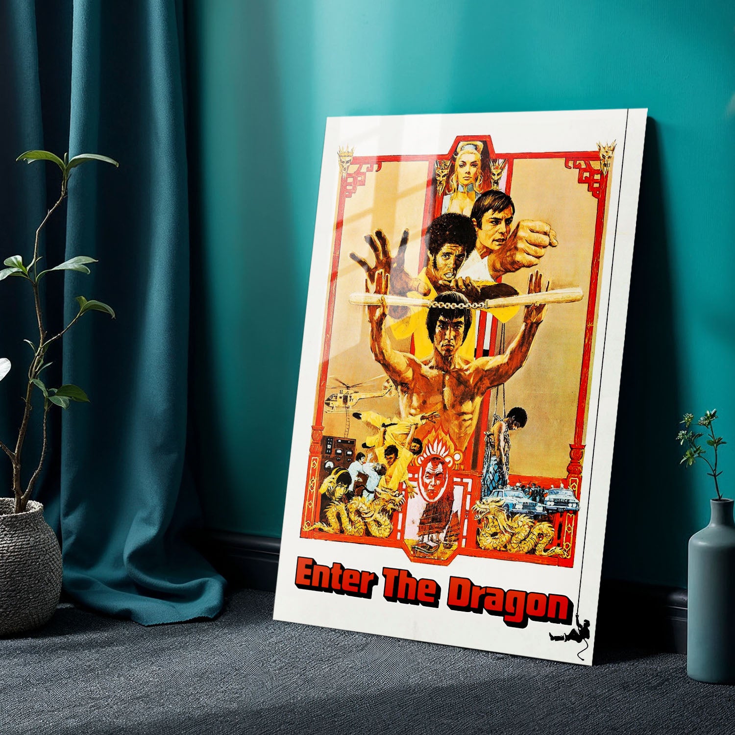 Flex Designs Metal Poster Enter the Dragon Cartoon 24 x 36" Home Goods - Movie 1973 Movie Metal Poster