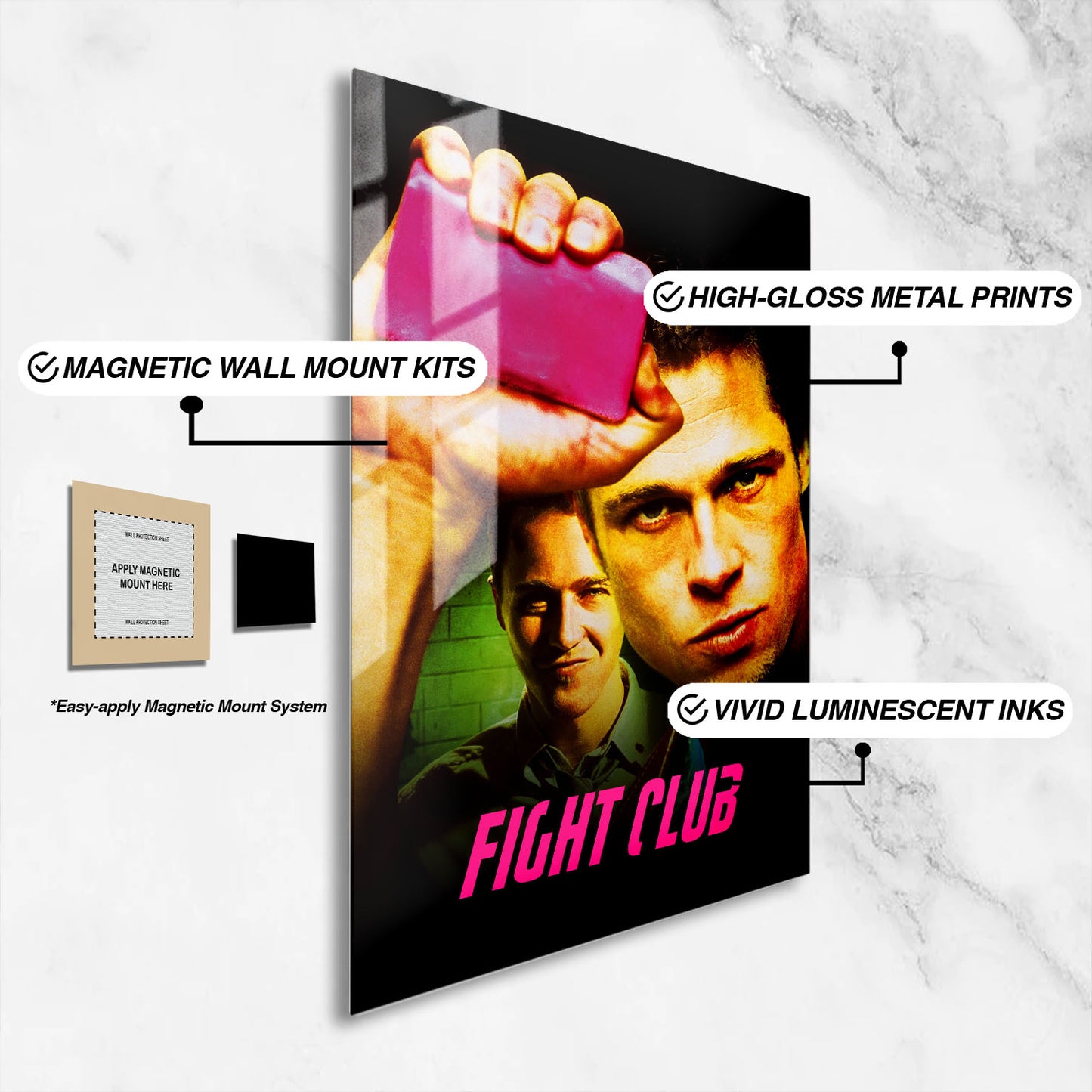 Flex Designs Metal Poster Fight Club Original 16 x 24" Home Goods - Movie 1999 Movie Metal Poster