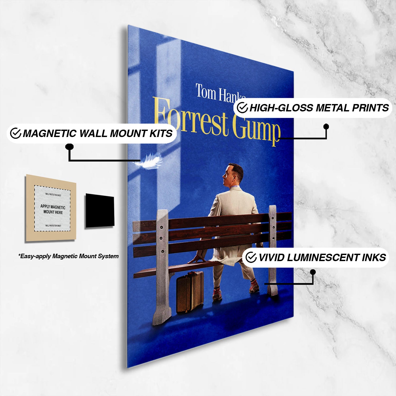 Flex Designs Metal Poster Forrest Gump Cover 16 x 24" Home Goods - Movie 1994 Movie Metal Poster