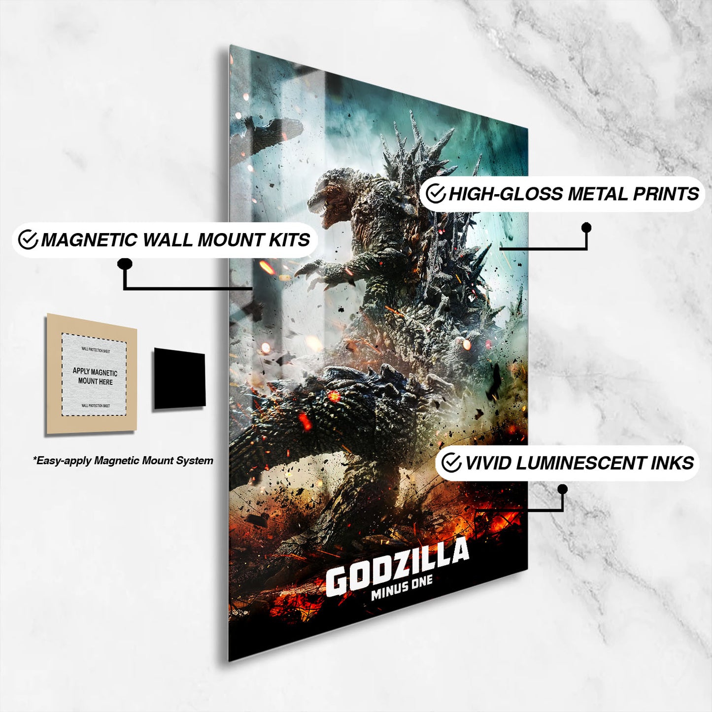 Flex Designs Metal Poster Godzilla Minus One Theatrical 16 x 24" Home Goods - Movie 2023 Movie Metal Poster