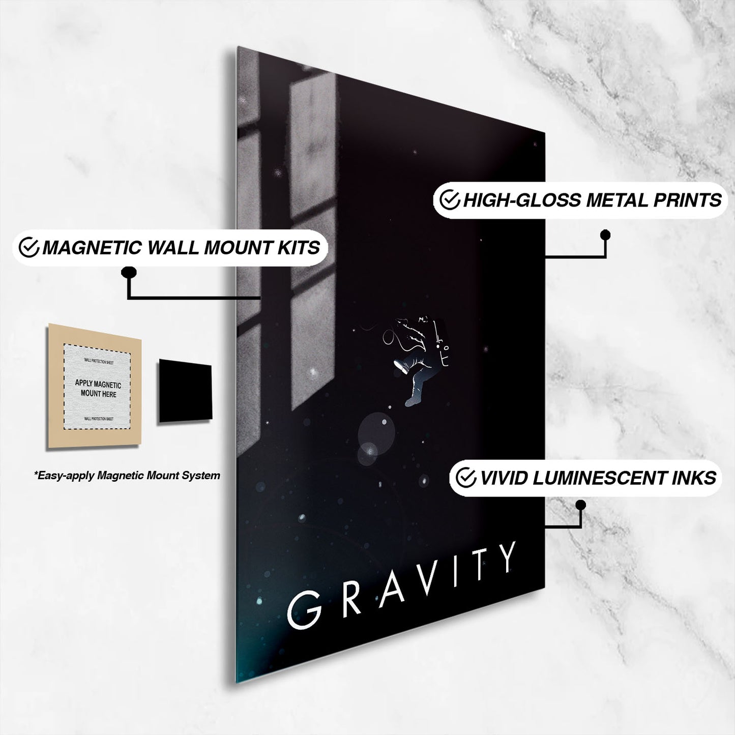 Flex Designs Metal Poster Gravity Minimalist 16 x 24" Home Goods - Movie 2013 Movie Metal Poster