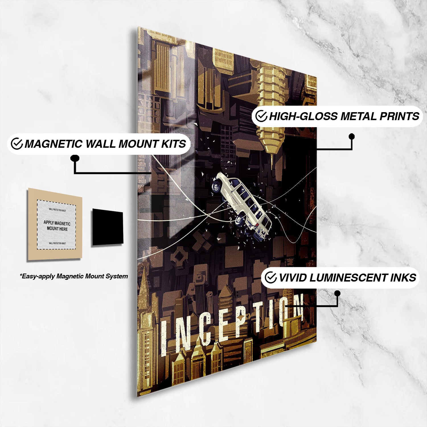 Flex Designs Metal Poster Inception Simple 16 x 24" Home Goods - Movie 2010 Movie Metal Poster