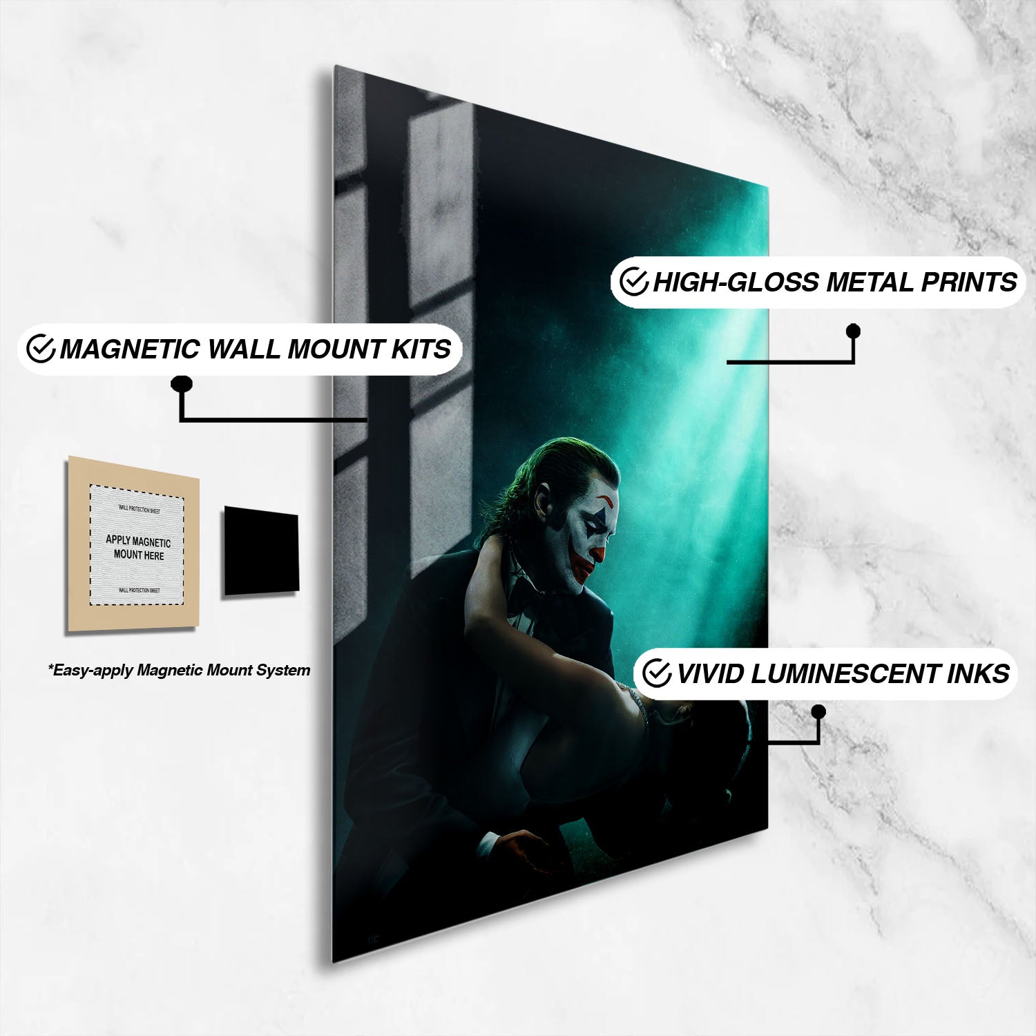 Flex Designs Metal Poster Joker Folie a Deux Key Art 16 x 24" Home Goods - Movie 2024 Movie Metal Poster