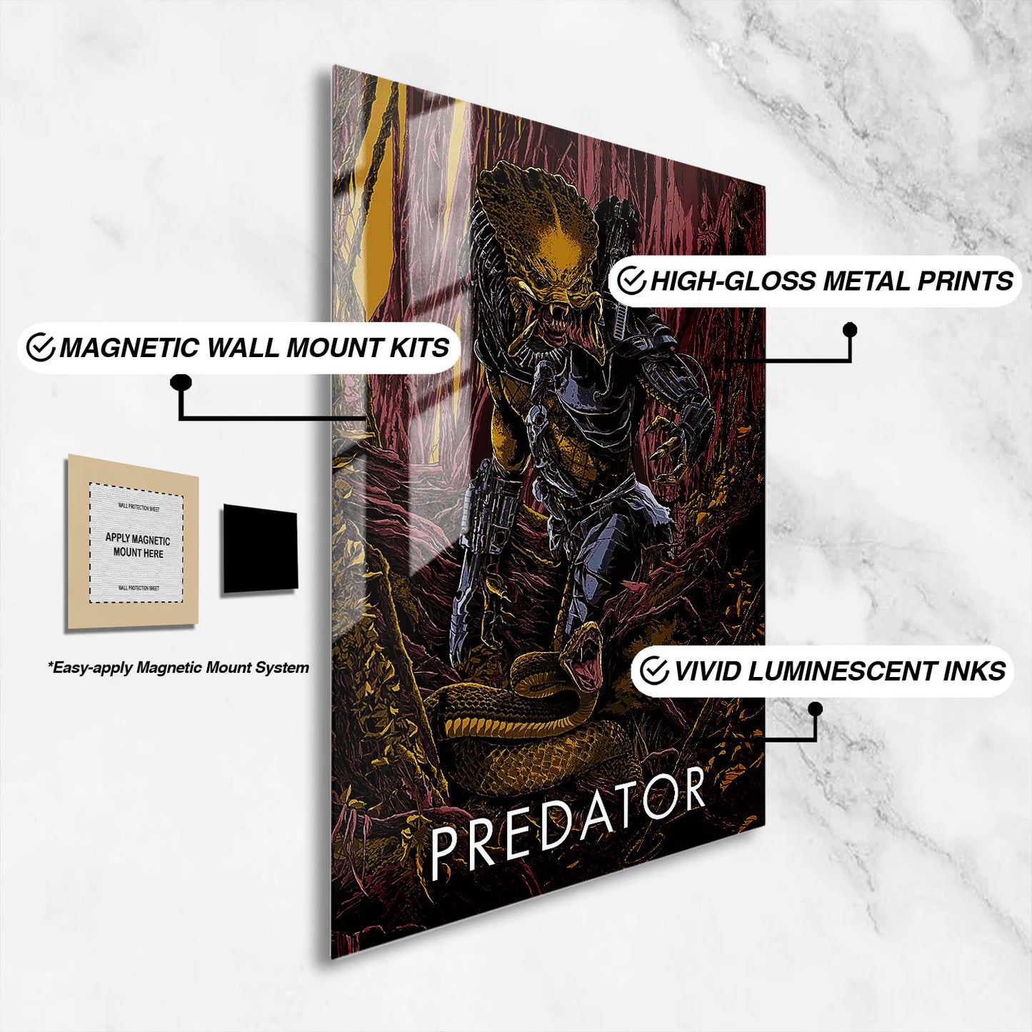 Flex Designs Metal Poster Predator Sketch 16 x 24" Home Goods - Movie 1987 Movie Metal Poster