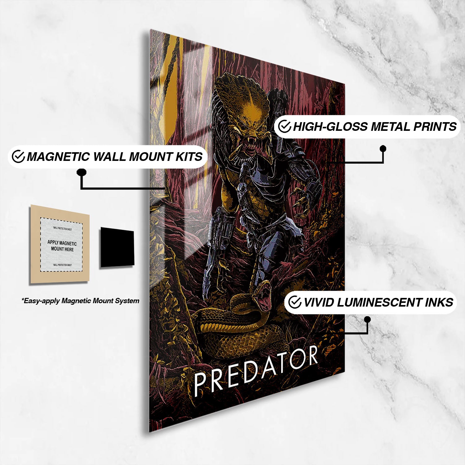 Flex Designs Metal Poster Predator Sketch 16 x 24" Home Goods - Movie 1987 Movie Metal Poster