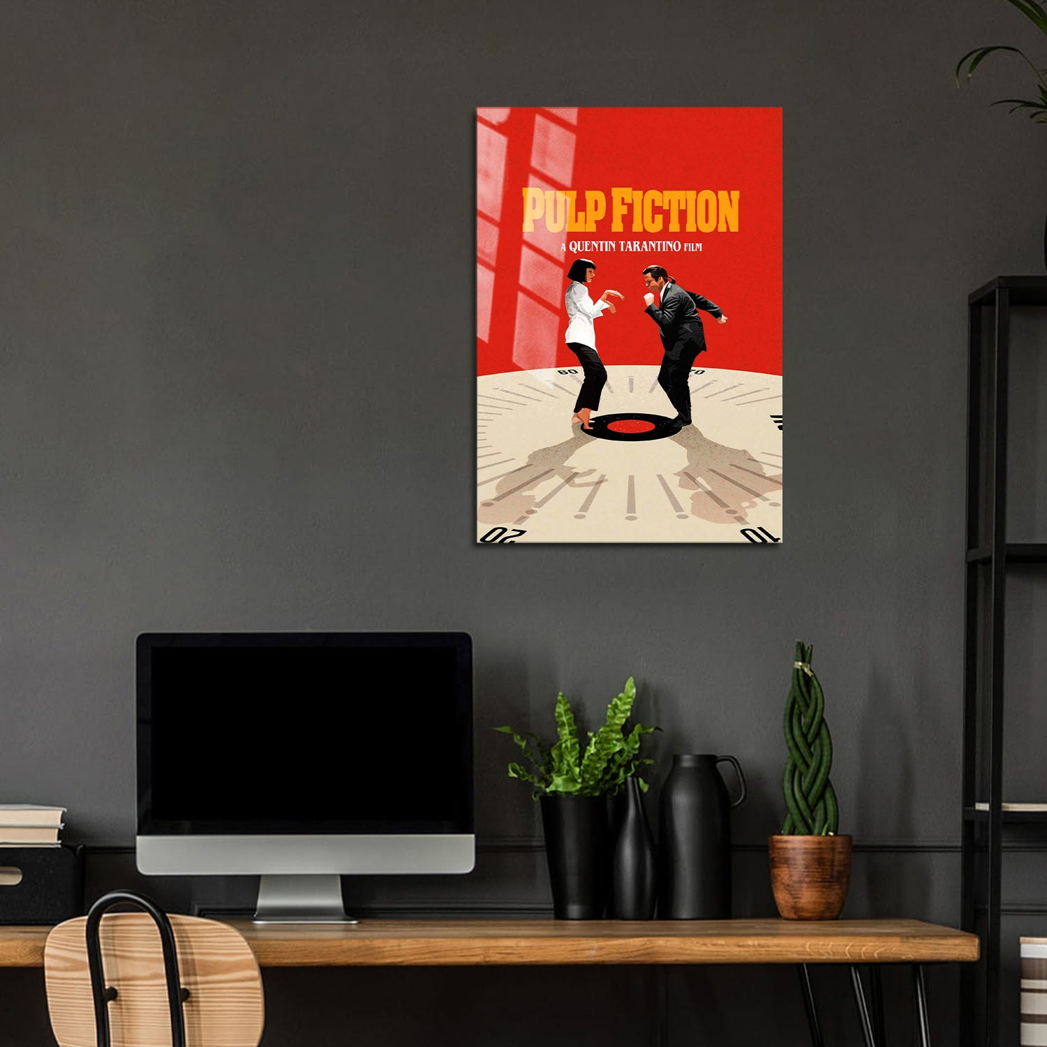 Flex Designs Metal Poster Pulp Fiction Key Visual 24 x 36" Home Goods - Movie 1994 Movie Metal Poster