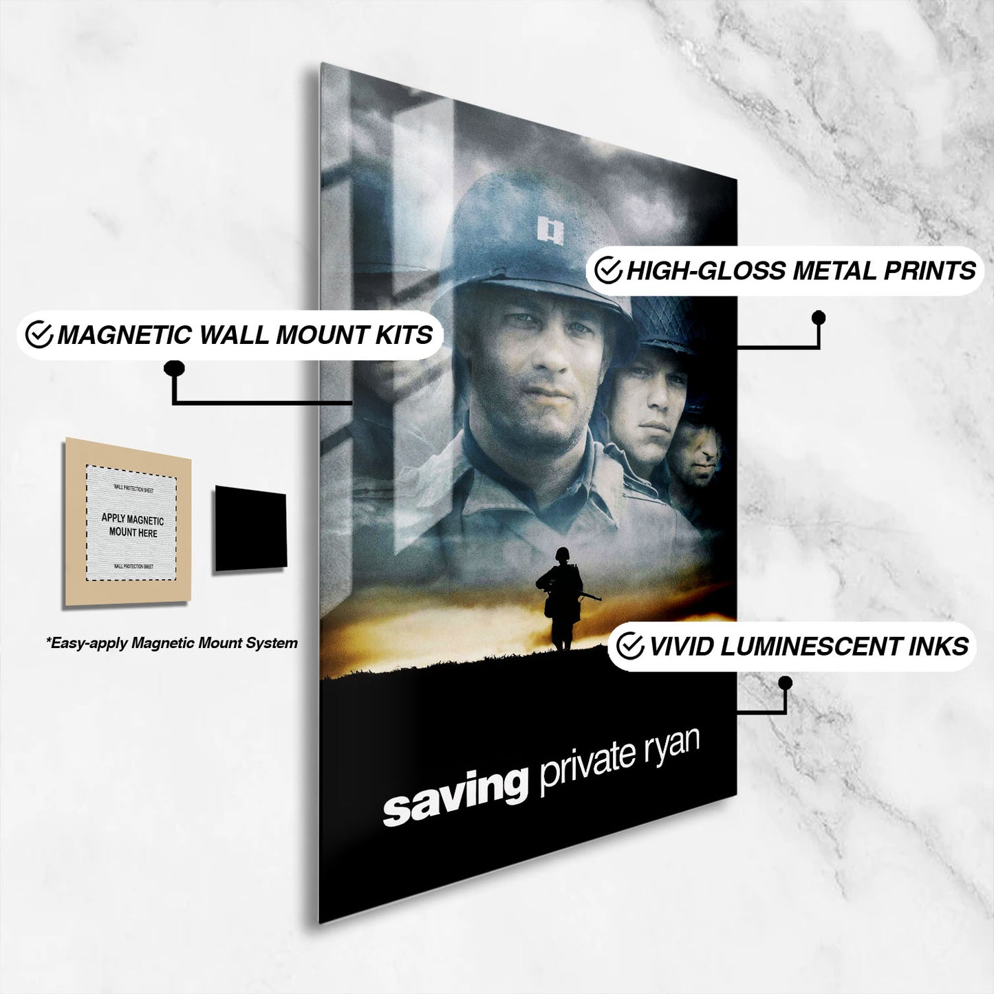 Flex Designs Metal Poster Saving Private Ryan 16 x 24" Home Goods - Movie 1998 Movie Metal Poster