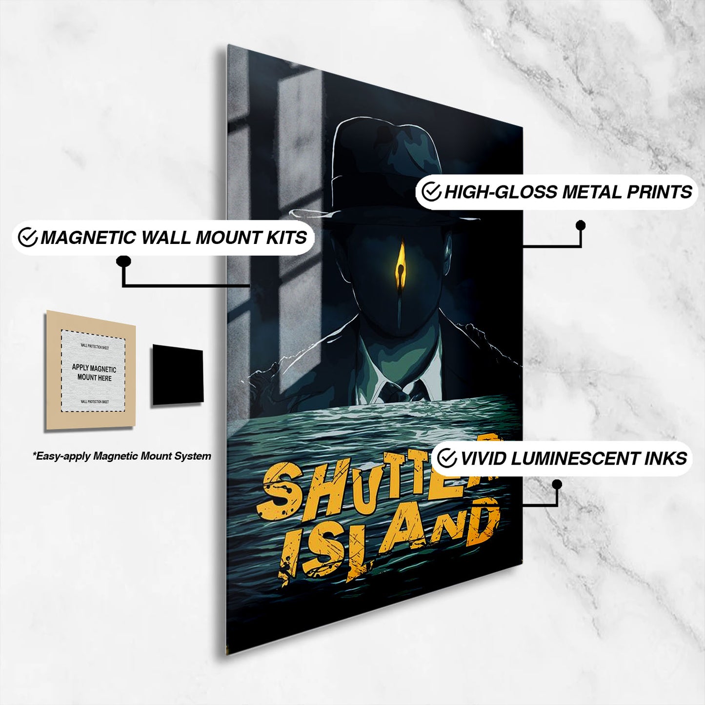 Flex Designs Metal Poster Shutter Island Cover 16 x 24" Home Goods - Movie 2010 Movie Metal Poster