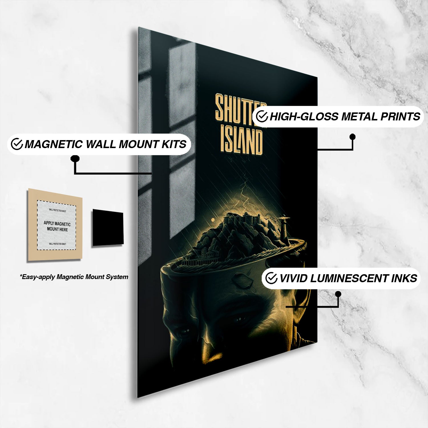 Flex Designs Metal Poster Shutter Island Drawing 16 x 24" Home Goods - Movie 2010 Movie Metal Poster