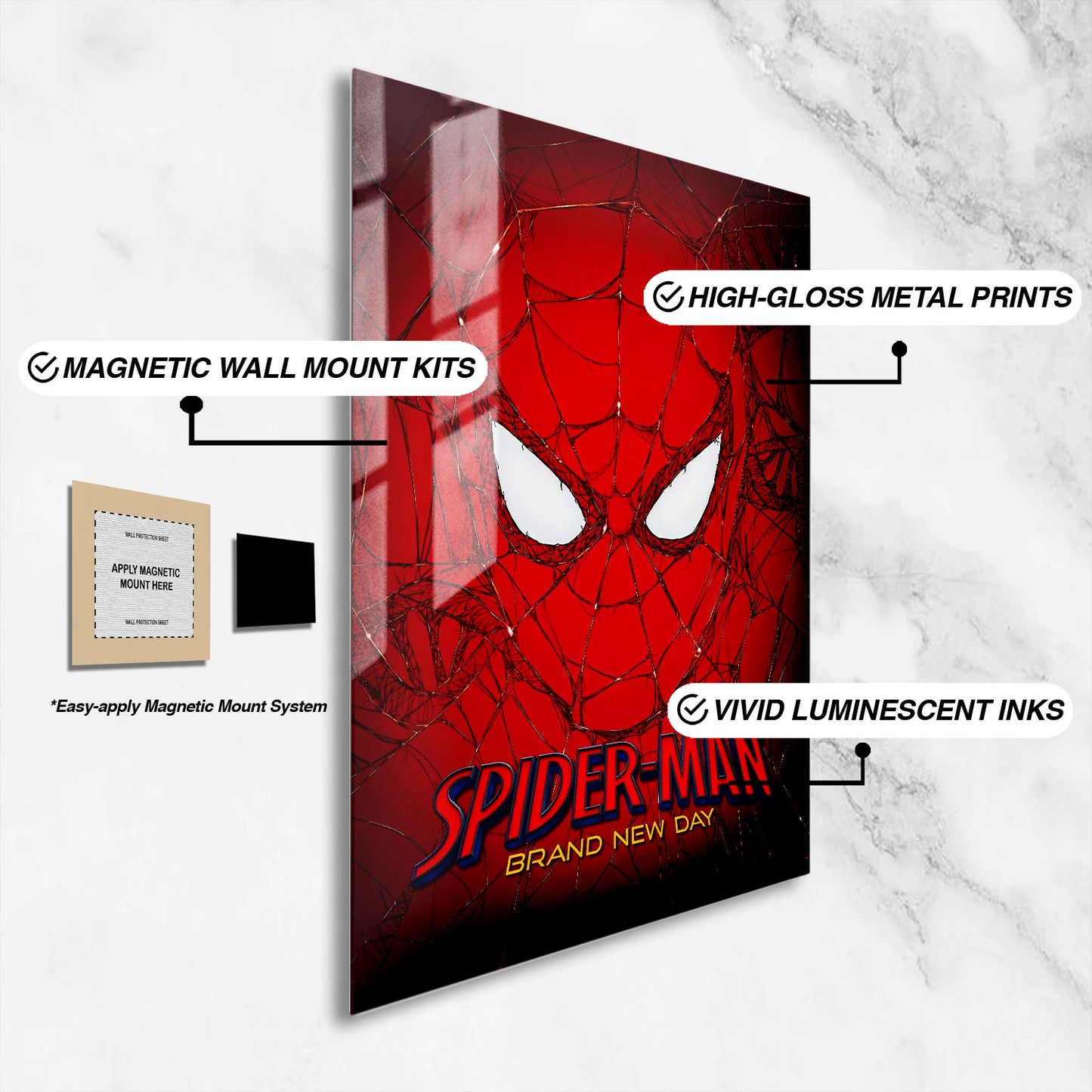 Flex Designs Metal Poster SpiderMan Brand New Day Face 16 x 24" Home Goods - Movie 2026 Movie Metal Poster