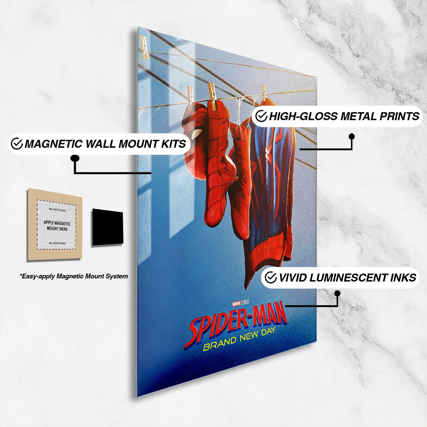 Flex Designs Metal Poster SpiderMan Brand New Day Suit 16 x 24" Home Goods - Movie 2026 Movie Metal Poster