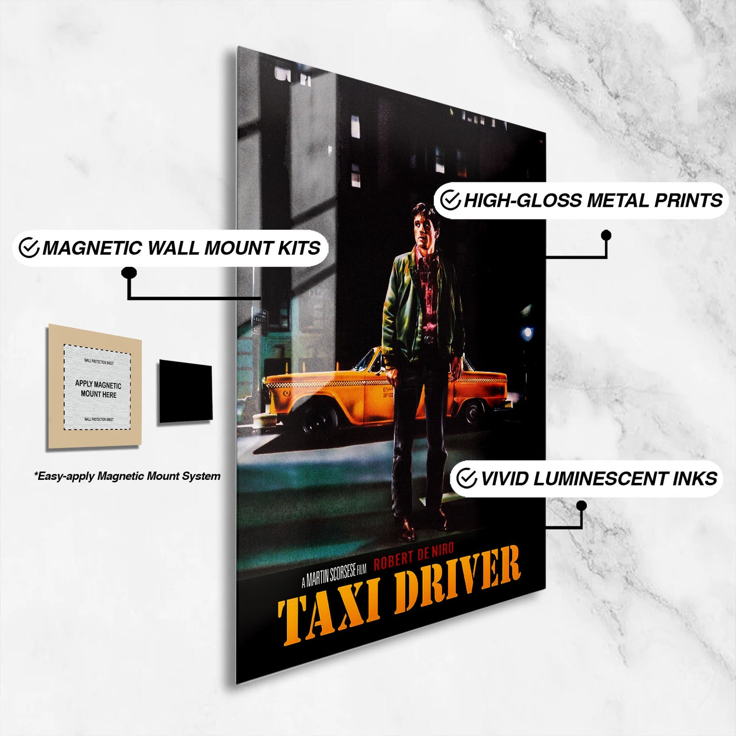 Flex Designs Metal Poster Taxi Driver Cinematic 16 x 24" Home Goods - Movie 1976 Movie Metal Poster