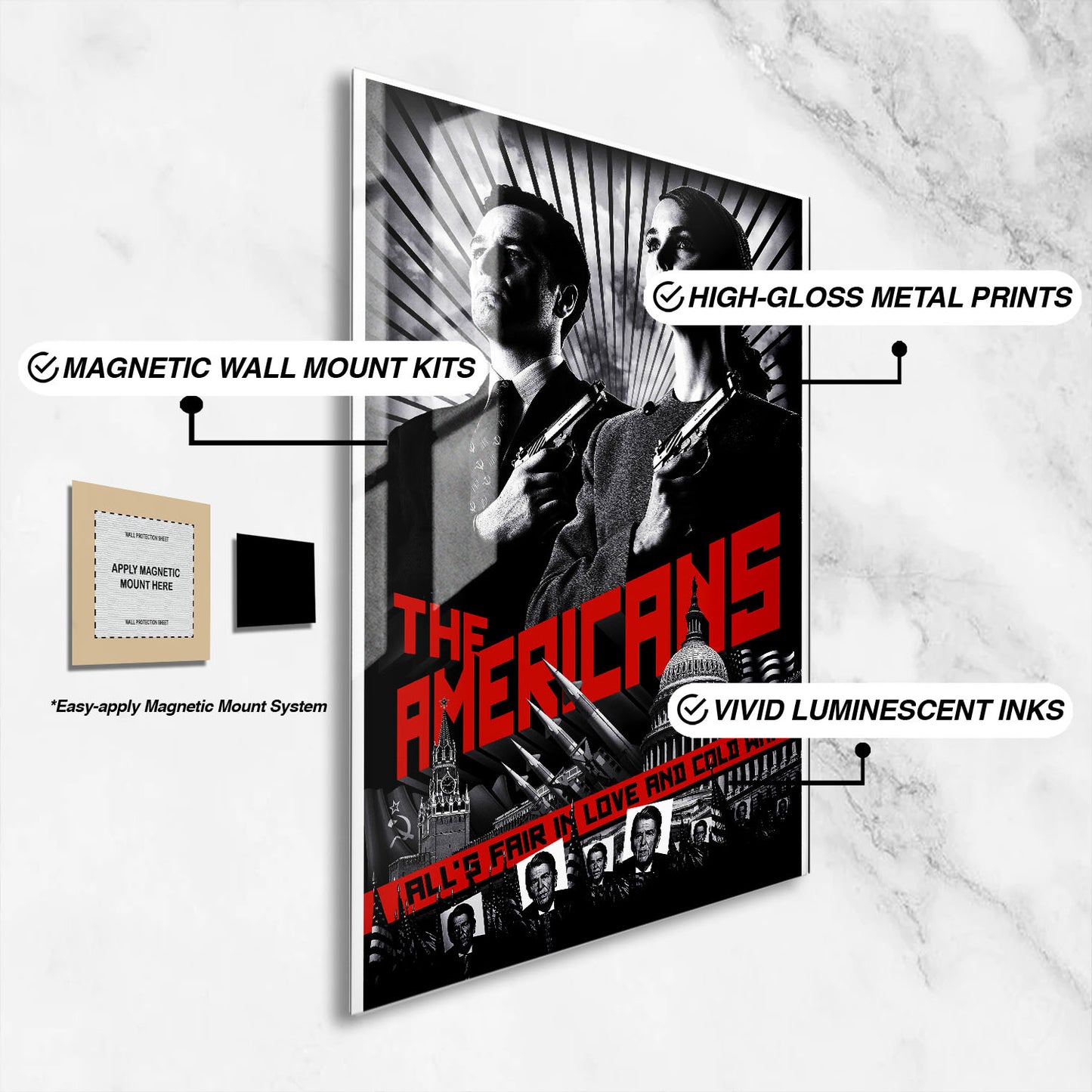 Flex Designs Metal Poster The Americans Noir 16 x 24" Home Goods - TV show 2013 TV show Metal Poster