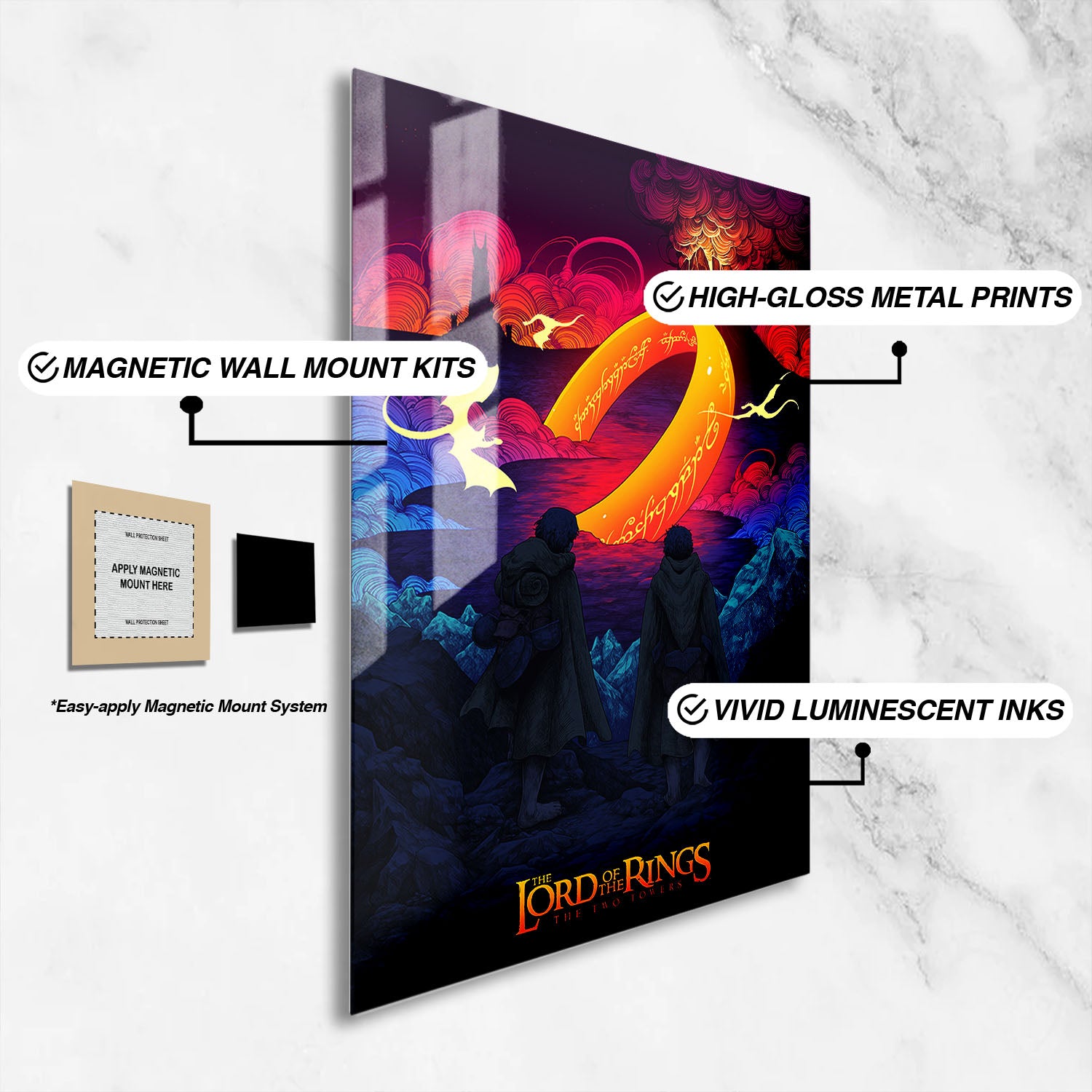 Flex Designs Metal Poster The Lord of the Rings The Two Towers Neon 16 x 24" Home Goods - Movie 2002 Movie Metal Poster