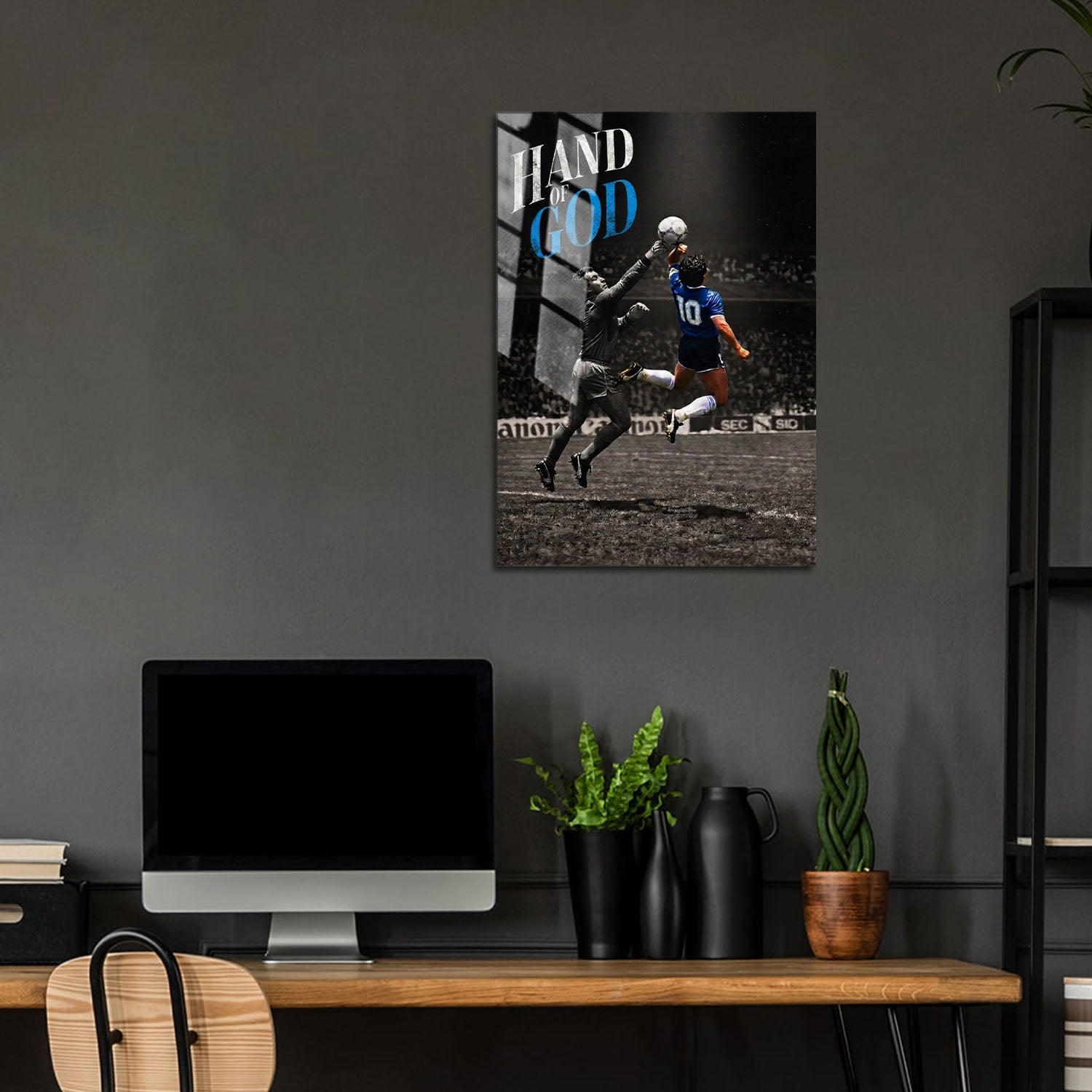 Flex Designs Metal Poster Diego Maradona Hand of God 24 x 36" Home Goods - Sports  Metal Poster