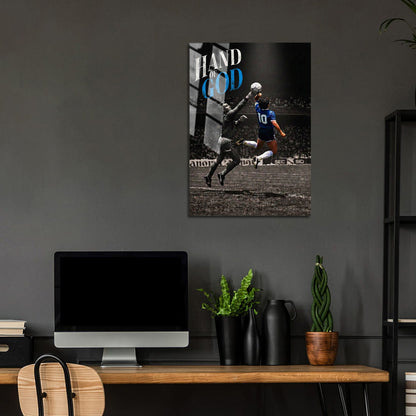 Flex Designs Metal Poster Diego Maradona Hand of God 24 x 36" Home Goods - Sports  Metal Poster