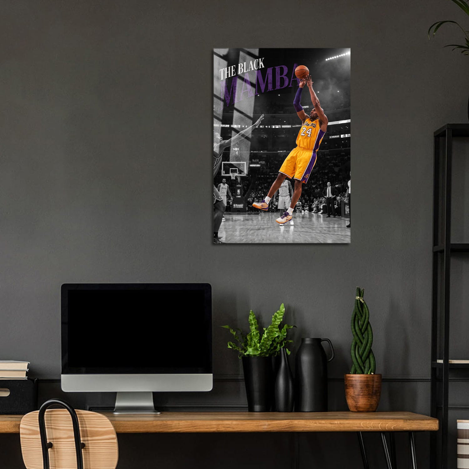 Flex Designs Metal Poster Kobe Bryant Black Mamba Fadeaway 24 x 36" Home Goods - Sports  Metal Poster