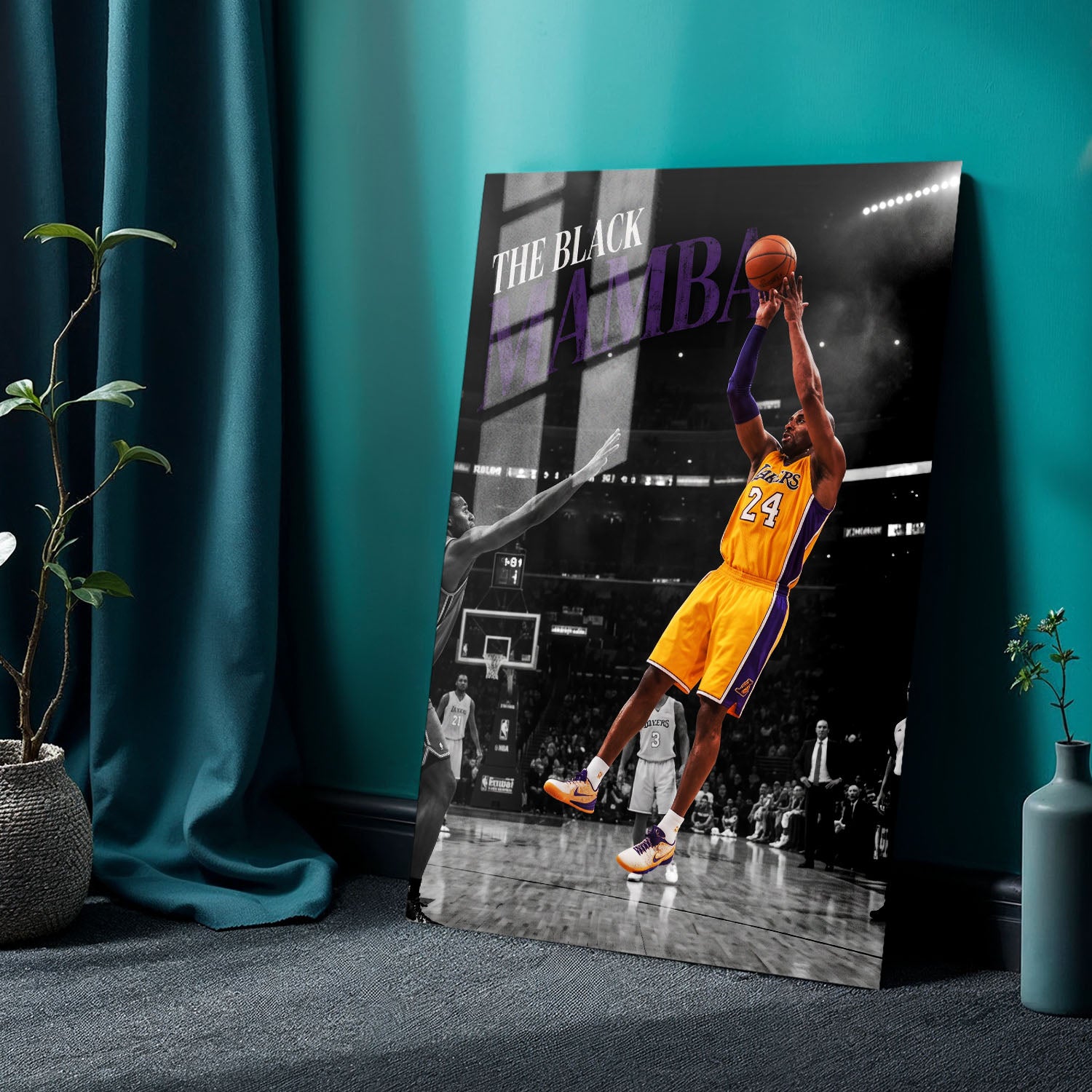 Flex Designs Metal Poster Kobe Bryant Black Mamba Fadeaway 24 x 36" Home Goods - Sports  Metal Poster