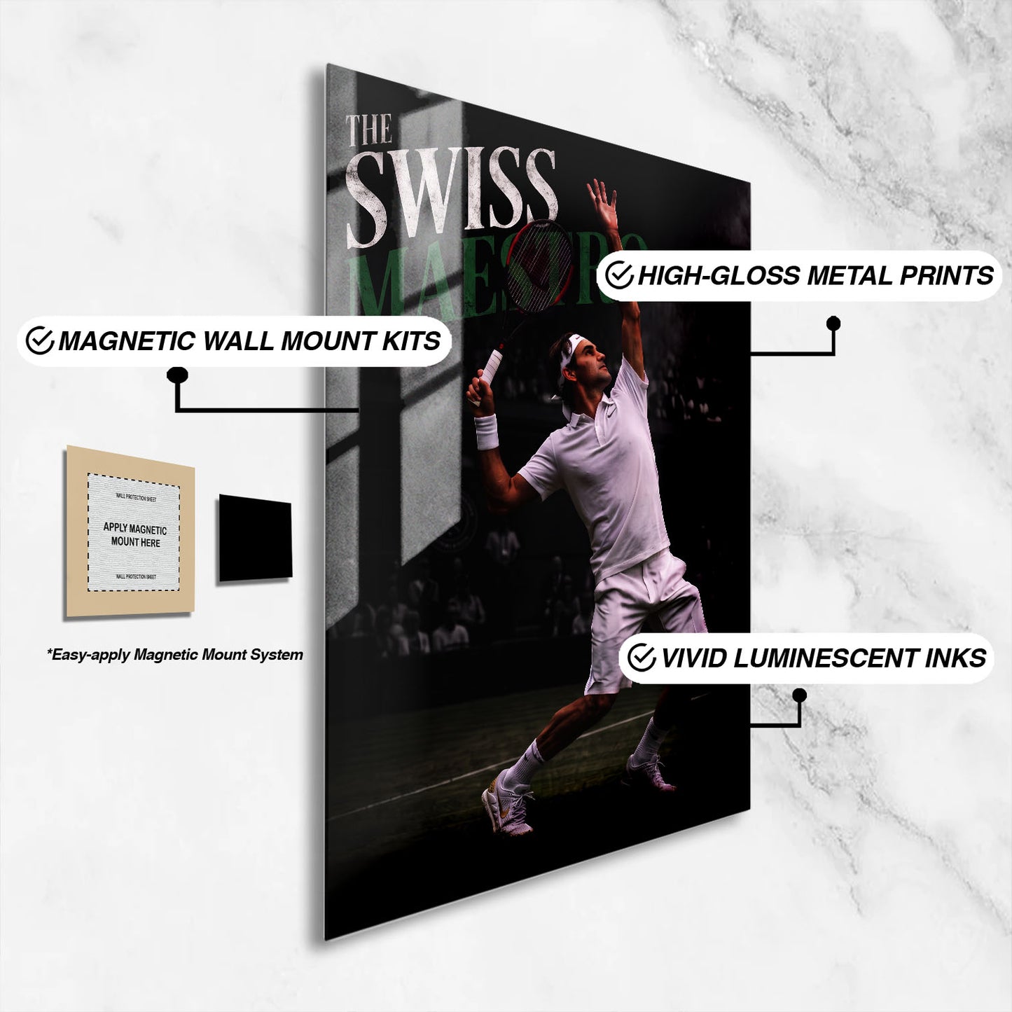 Flex Designs Metal Poster Roger Federer the Swiss Maestro 16 x 24" Home Goods - Sports  Metal Poster