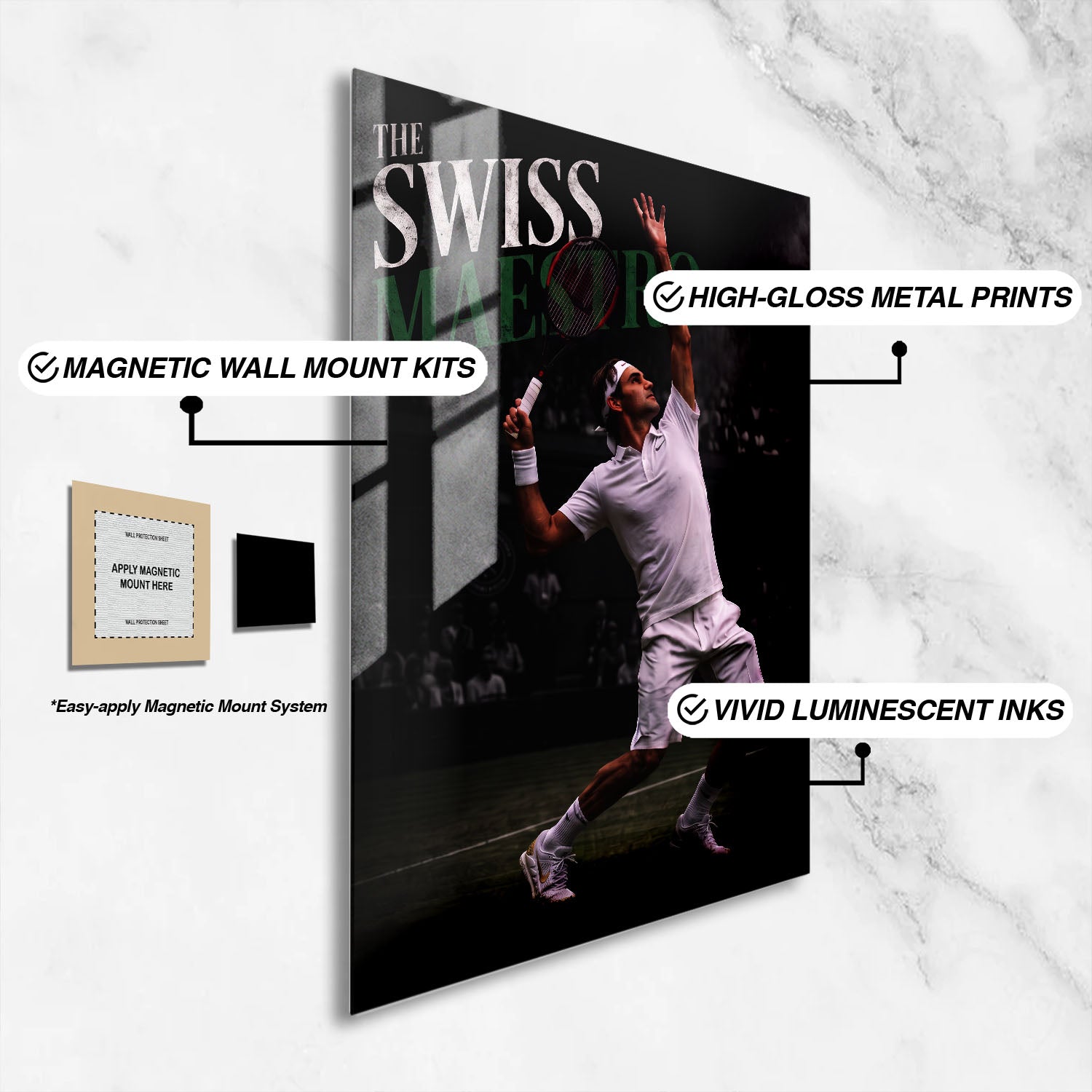 Flex Designs Metal Poster Roger Federer the Swiss Maestro 16 x 24" Home Goods - Sports  Metal Poster
