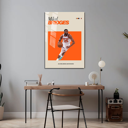 Flex Designs Metal Poster Mikal Bridges NBA FlexM 5 x 7" Home Goods - Sports  Metal Poster