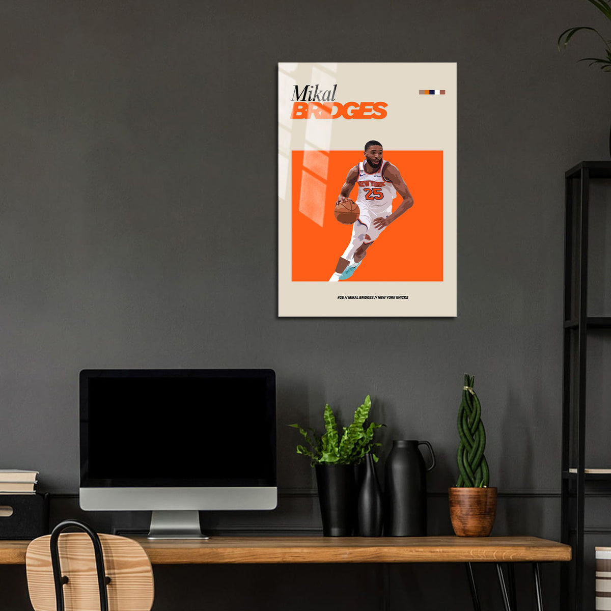 Flex Designs Metal Poster Mikal Bridges NBA FlexM 24 x 36" Home Goods - Sports  Metal Poster