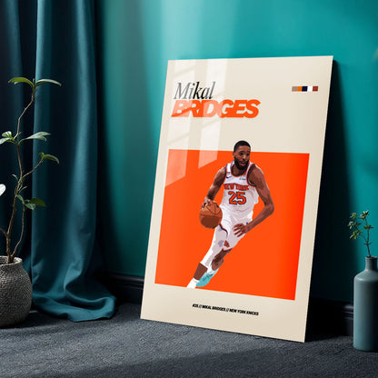 Flex Designs Metal Poster Mikal Bridges NBA FlexM 24 x 36" Home Goods - Sports  Metal Poster