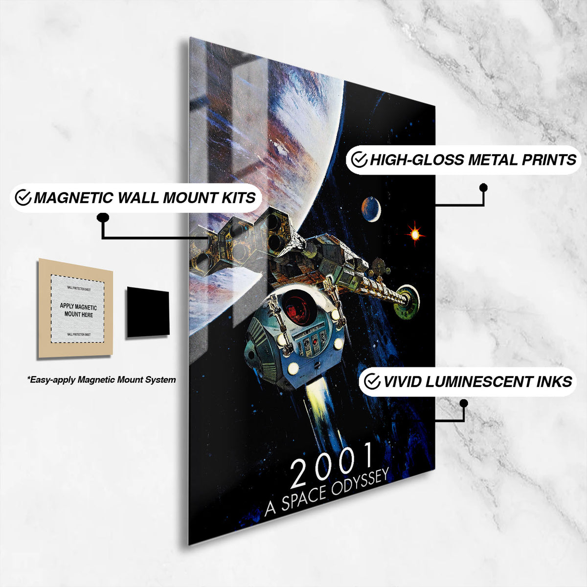 Flex Designs Metal Poster 2001 A Space Odyssey 16 x 24" Home Goods - Movie 1968 Movie Metal Poster