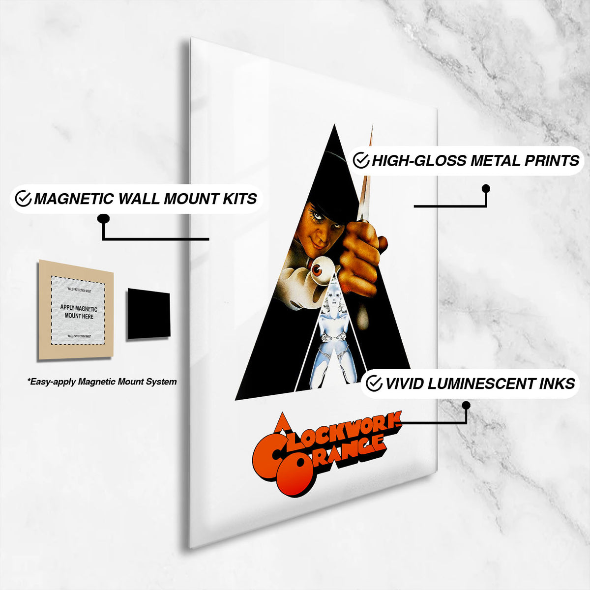 Flex Designs Metal Poster A Clockwork Orange 16 x 24" Home Goods - Movie 1971 Movie Metal Poster