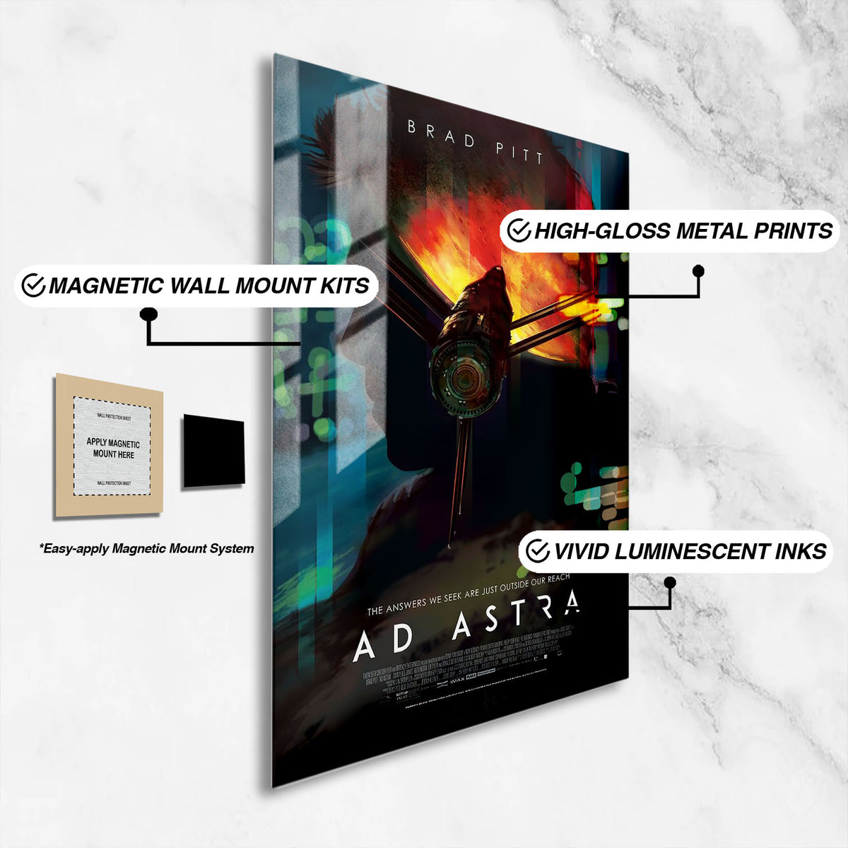 Flex Designs Metal Poster Ad Astra Official 16 x 24" Home Goods - Movie 2019 Movie Metal Poster