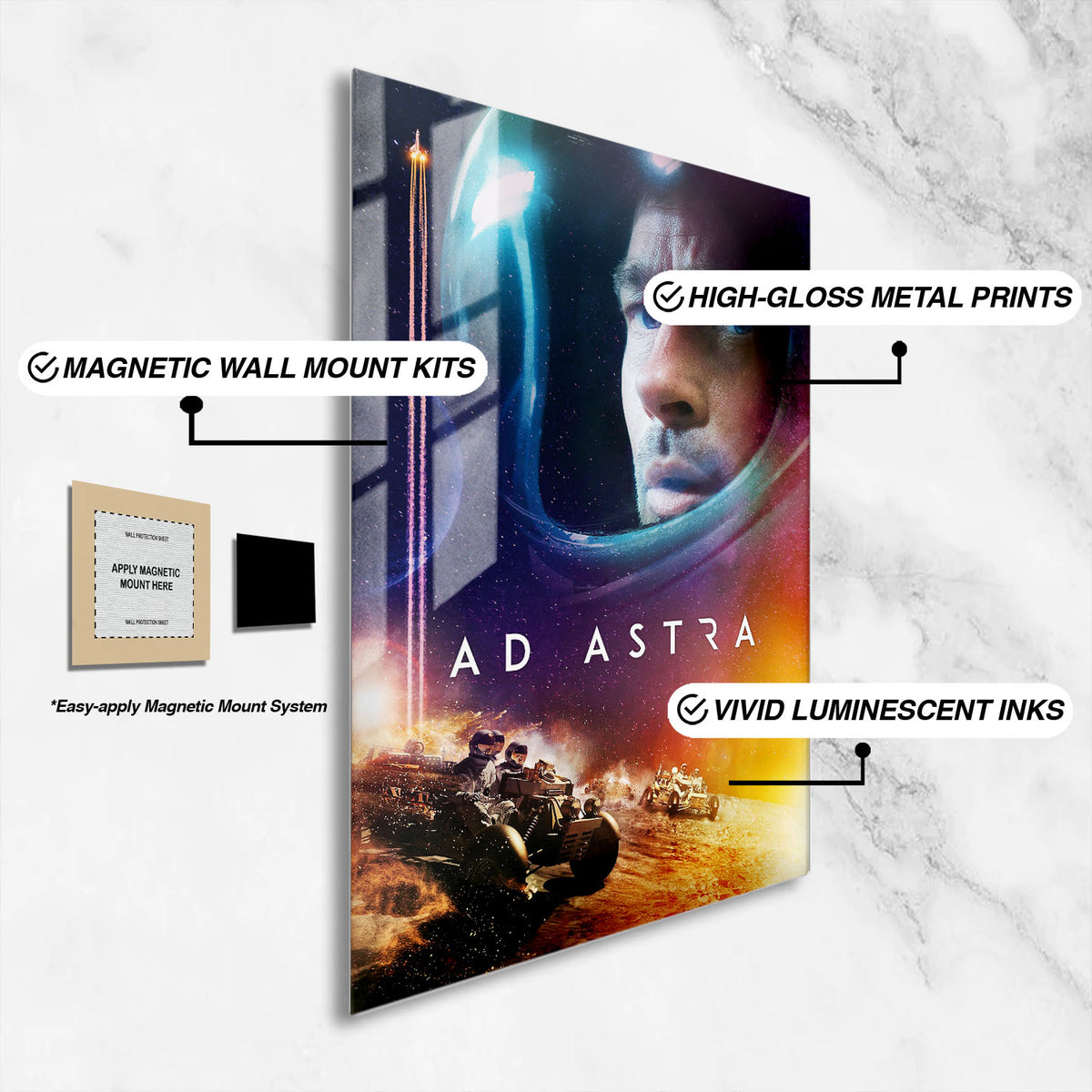 Flex Designs Metal Poster Ad Astra Theatrical 16 x 24" Home Goods - Movie 2019 Movie Metal Poster