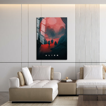Flex Designs Metal Poster Alien Landing Sketch 16 x 24" Home Goods - Movie 1979 Movie Metal Poster