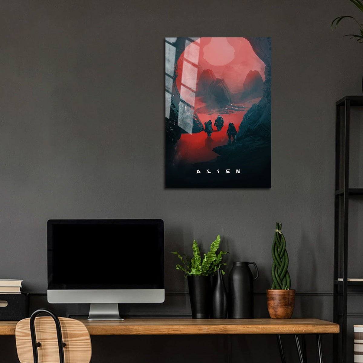Flex Designs Metal Poster Alien Landing Sketch 24 x 36" Home Goods - Movie 1979 Movie Metal Poster