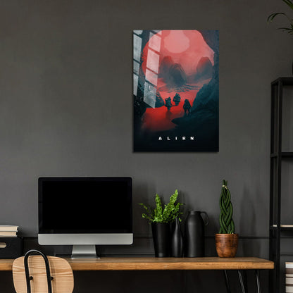 Flex Designs Metal Poster Alien Landing Sketch 24 x 36" Home Goods - Movie 1979 Movie Metal Poster