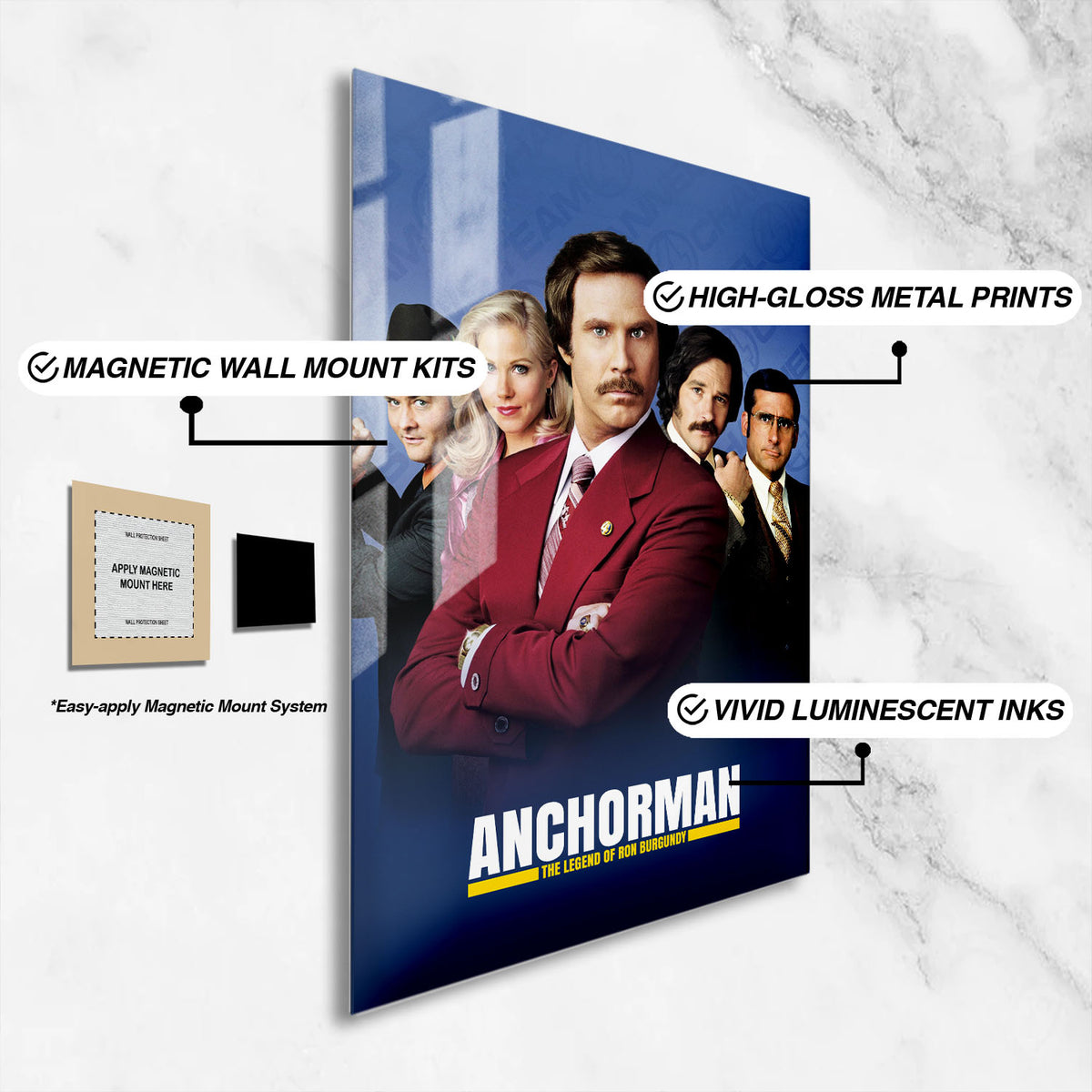 Flex Designs Metal Poster Anchorman The Legend of Ron Burgundy 16 x 24" Home Goods - Movie 2004 Movie Metal Poster