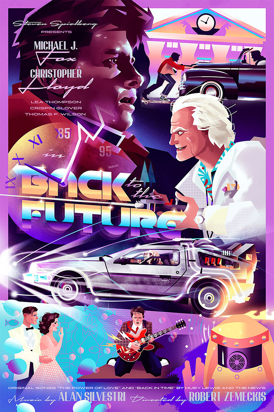 Flex Designs Metal Poster Back to the Future Cartoon 11 x 17" Home Goods - Movie 1985 Movie Metal Poster