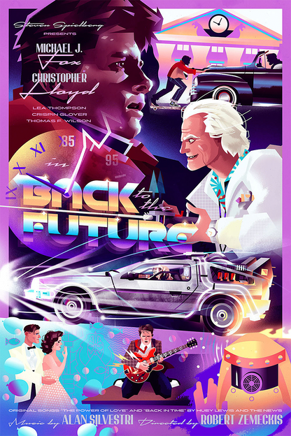 Flex Designs Metal Poster Back to the Future Cartoon 11 x 17" Home Goods - Movie 1985 Movie Metal Poster