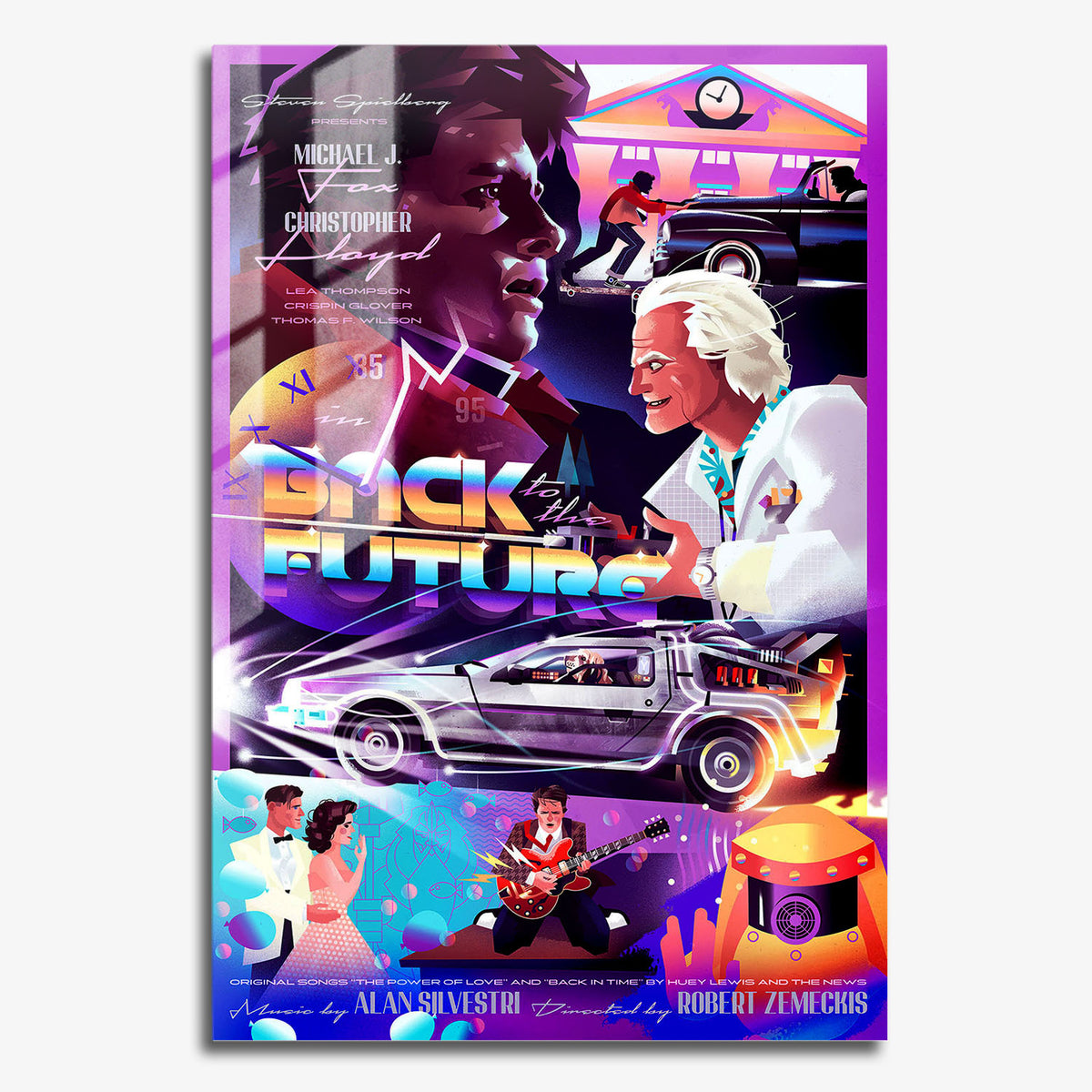 Flex Designs Metal Poster Back to the Future Cartoon 11 x 17" Home Goods - Movie 1985 Movie Metal Poster