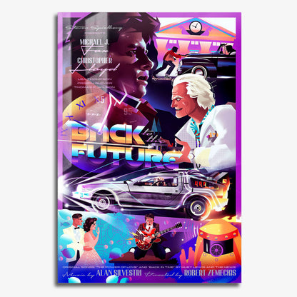 Flex Designs Metal Poster Back to the Future Cartoon 11 x 17" Home Goods - Movie 1985 Movie Metal Poster