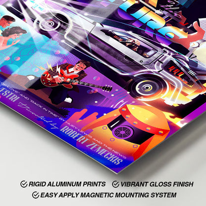 Flex Designs Metal Poster Back to the Future Cartoon 11 x 17" Home Goods - Movie 1985 Movie Metal Poster