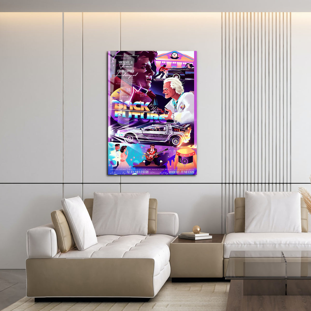 Flex Designs Metal Poster Back to the Future Cartoon 16 x 24" Home Goods - Movie 1985 Movie Metal Poster
