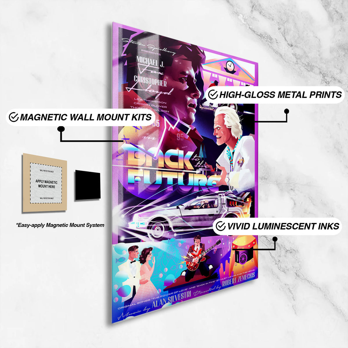 Flex Designs Metal Poster Back to the Future Cartoon 16 x 24" Home Goods - Movie 1985 Movie Metal Poster