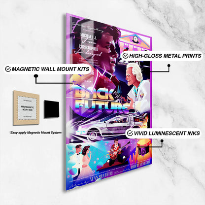 Flex Designs Metal Poster Back to the Future Cartoon 16 x 24" Home Goods - Movie 1985 Movie Metal Poster