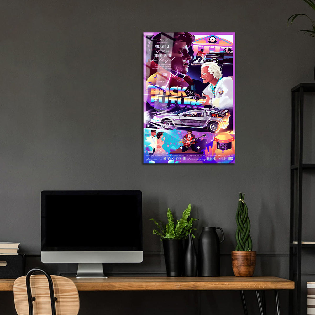 Flex Designs Metal Poster Back to the Future Cartoon 24 x 36" Home Goods - Movie 1985 Movie Metal Poster