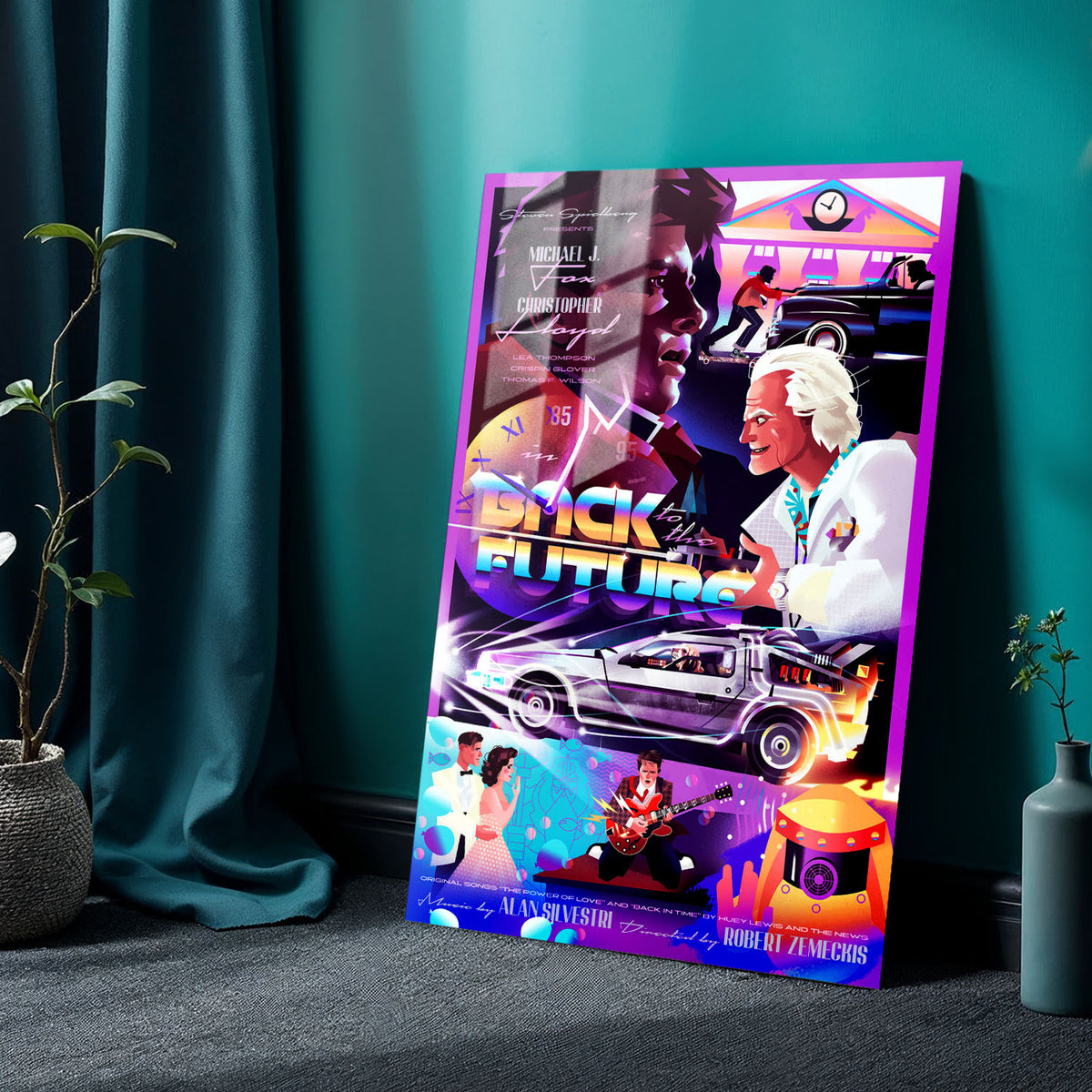 Flex Designs Metal Poster Back to the Future Cartoon 24 x 36" Home Goods - Movie 1985 Movie Metal Poster