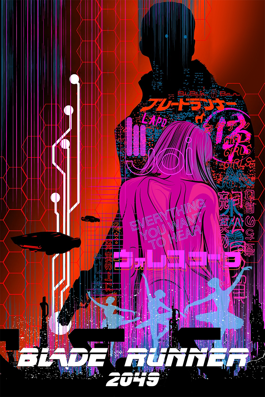 Flex Designs Metal Poster Blade Runner 2049 Sketch 11 x 17" Home Goods - Movie 2017 Movie Metal Poster