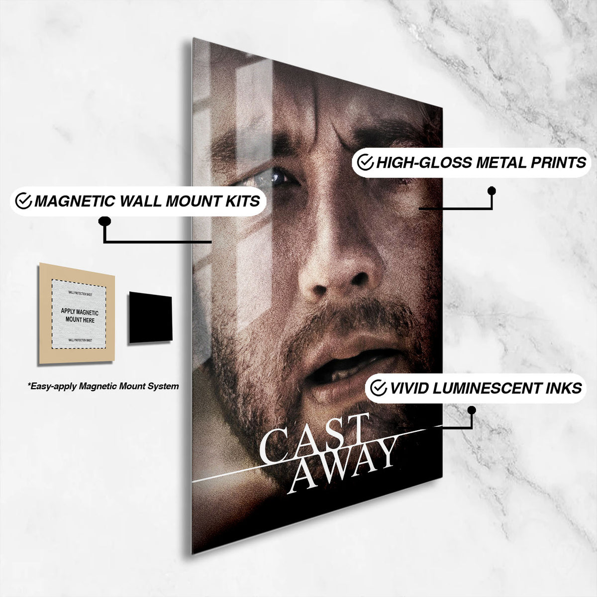 Flex Designs Metal Poster Cast Away Theatrical 16 x 24" Home Goods - Movie 2000 Movie Metal Poster