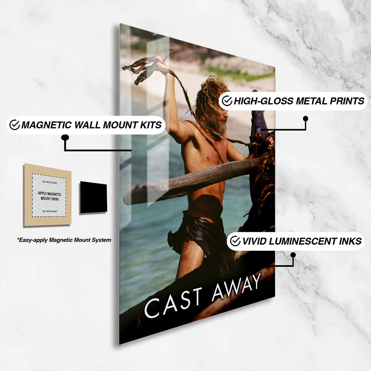 Flex Designs Metal Poster Cast Away 16 x 24" Home Goods - Movie 2000 Movie Metal Poster