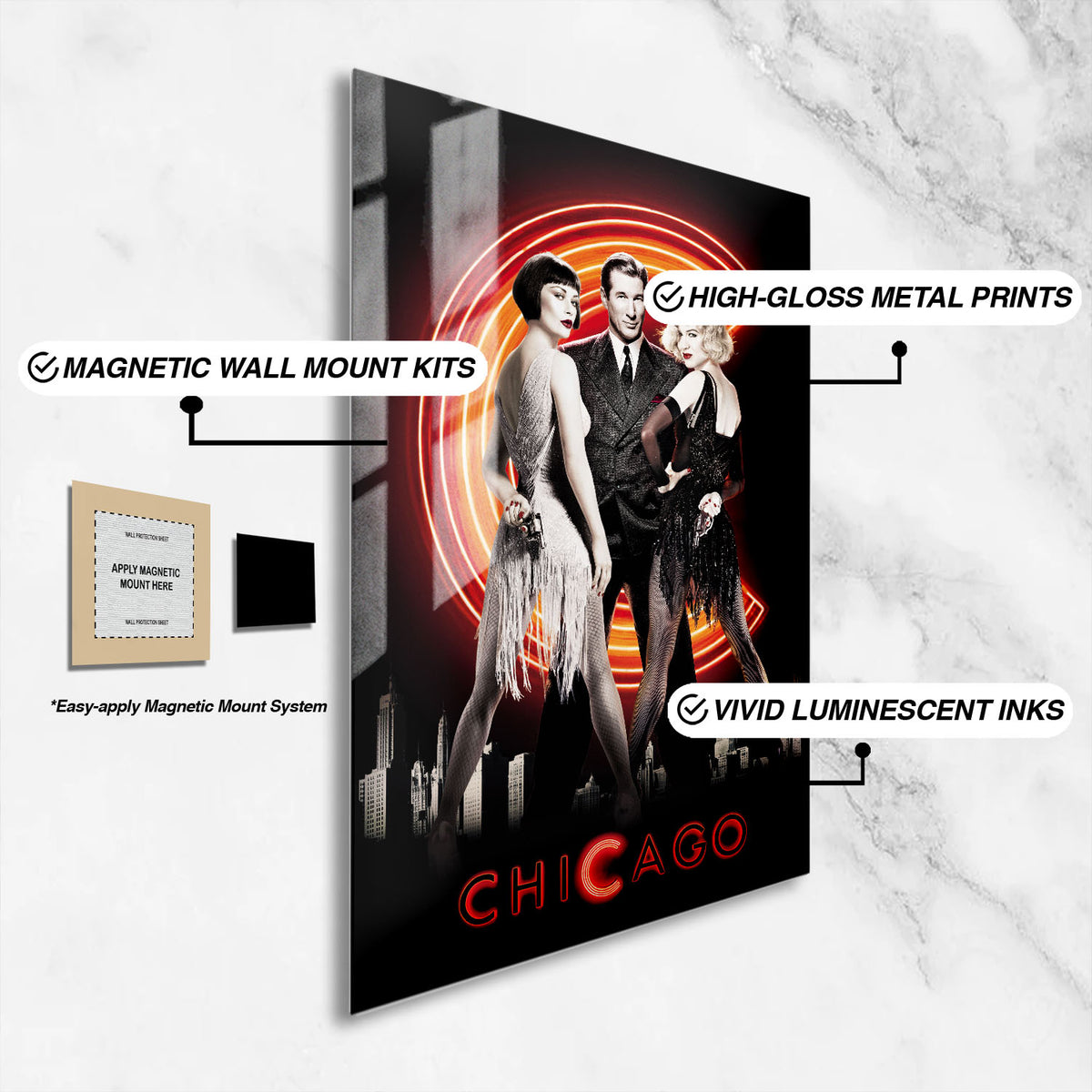 Flex Designs Metal Poster Chicago 16 x 24" Home Goods - Movie 2002 Movie Metal Poster