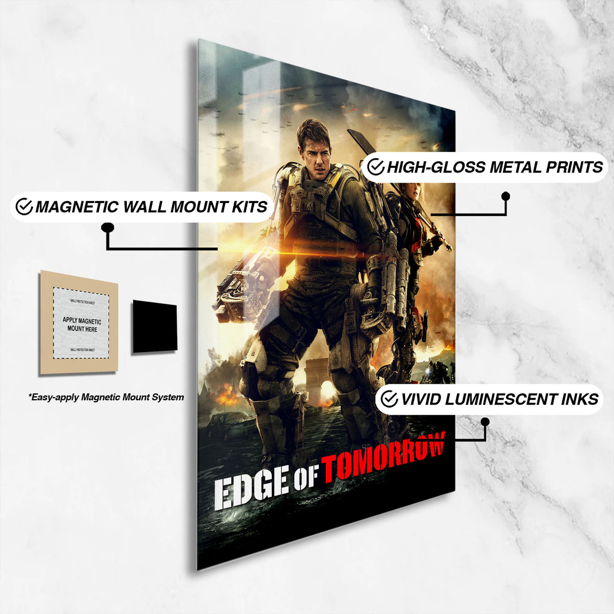 Flex Designs Metal Poster Edge of Tomorrow 16 x 24" Home Goods - Movie 2014 Movie Metal Poster